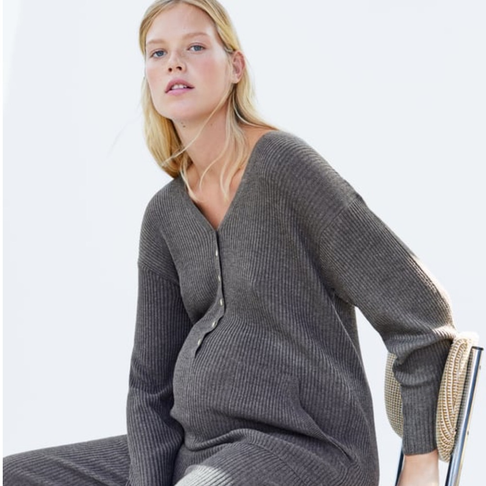 Zara maternity rib knit jumpsuit